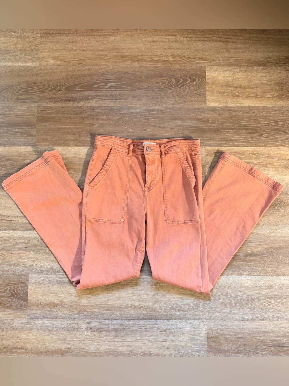 Knox Rose Hi-Rise Orange Boot Cut Jeans, sz 10